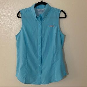 COLUMBIA PFG Tamiami Sleeveless Blue Shirt